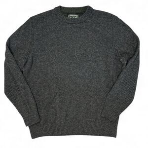 Woolrich 100% Wool Crewneck Sweater Mens XL Charcoal Gray Knit Pullover Warm